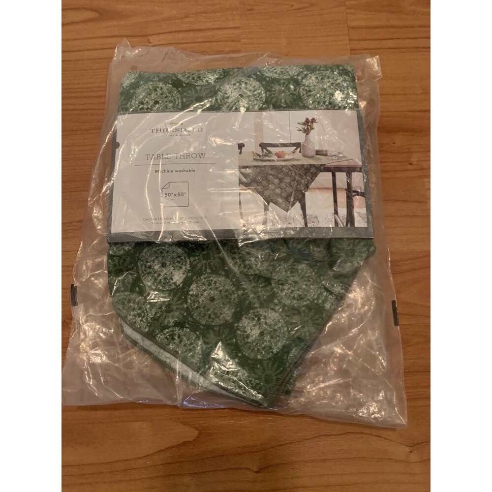 Threshold Print Table Throw 50" x 50" Green